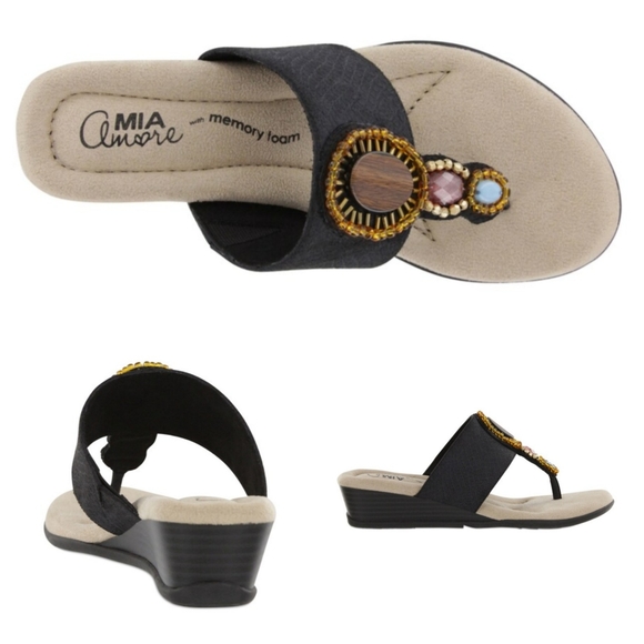 NEW - Mia Amore BERENICE WEDGE SANDAL 8 Memory Foam - Picture 2 of 10